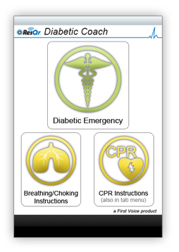 Diabetic Coach menu